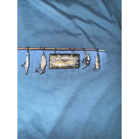 Newport Blue Fishing T-Shirt XX-Large 100% Cotton Open Season The Wait Is‎ Over - Picture 4 of 6